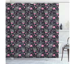 Strokes Dots and Rounds Shower Curtain
