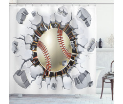 Baseball Wall Concrete Shower Curtain
