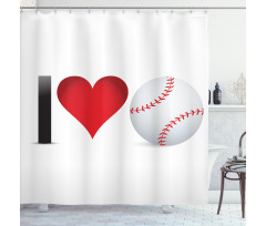 I Love Baseball Heart Shower Curtain
