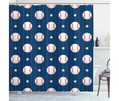 Baseball Stripes Shower Curtain