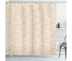 Curlicue Leafy Flowers Shower Curtain