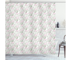 Outline Lotus Flowers Shower Curtain