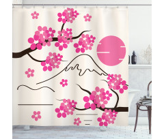 Japan Sakura and Hill Shower Curtain