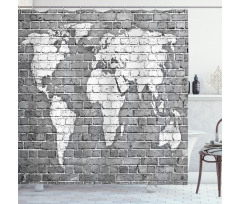 World Map on Old Brick Shower Curtain