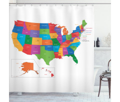 USA Map with States Shower Curtain