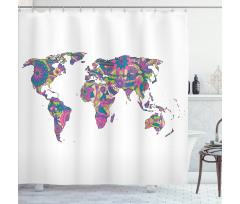 World Map with Flowers Shower Curtain