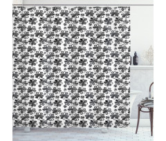 Greyscale Retro Petals Shower Curtain