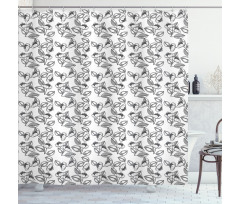 Uncolored Summer Flowers Shower Curtain