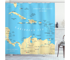 Caribbean Capitals Map Shower Curtain