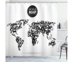 Octopus World Map Shower Curtain