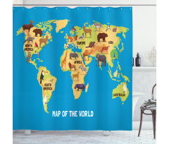 Flat Map of World Shower Curtain