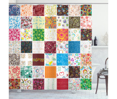 Patchwork Retro Style Shower Curtain