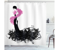 Woman with Gown and Boa Shower Curtain