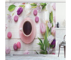 Cup Macaroon and Tulips Shower Curtain