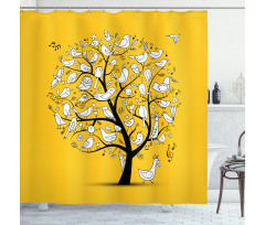 Doodle Birds Branches Shower Curtain