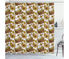 Chickens in Baskets Shower Curtain