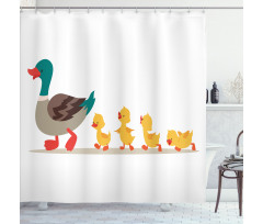 Mother Duck Babies Row Shower Curtain