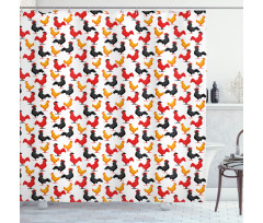 Farm Animal Bird Pattern Shower Curtain