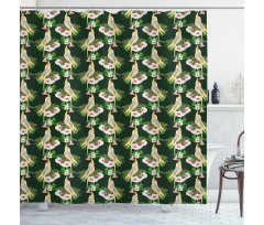 Parrot and Exotic Flora Shower Curtain