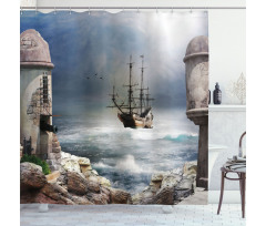 Pirate Merchant Ship Shower Curtain