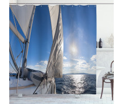 Sailing Boat in Sea Shower Curtain