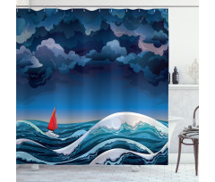 Night Seascape Boat Shower Curtain
