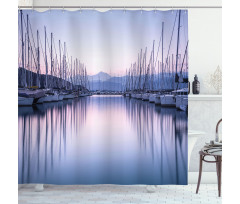 Yacht Harbor in Sunrise Shower Curtain