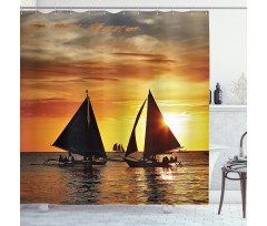 Romantic Sunset Sail Shower Curtain