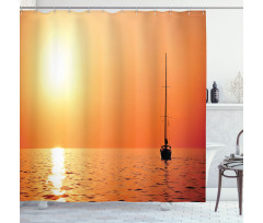 Lonely Yacht at Sunset Shower Curtain