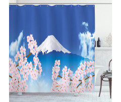 Mt. Hill and Sakura Shower Curtain