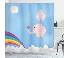 Elephant Rainbow Sky Shower Curtain