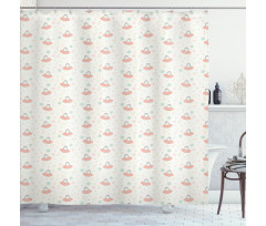 Pastel Space Cats and Stars Shower Curtain