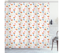 Animal Head and Colorful Flower Shower Curtain