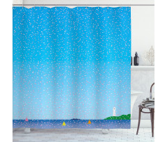 Floral Rain on Sea Shower Curtain