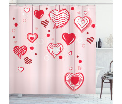 Contour Hearts Lines Shower Curtain