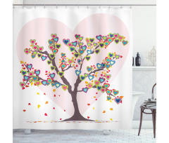 Tree with Leaves Floral Shower Curtain