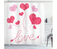 Love Heart Balloons Shower Curtain