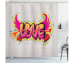 Love Words on Brick Shower Curtain