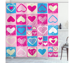Hearts in Square Shape Shower Curtain