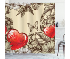 Flowers and Butterfly Shower Curtain