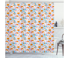 Petal and Geometric Shapes Shower Curtain