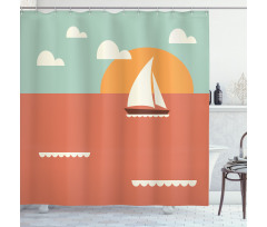 Sailboat Dawning Sun Shower Curtain