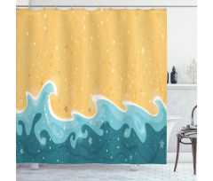 Grange Waves Stars Shower Curtain