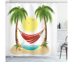 Hammock Between Palms Shower Curtain