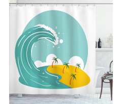 Big Wave and Palms Shower Curtain