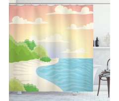 Ocean Bay Tree Sky Shower Curtain