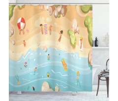 Cartoon Coast Fun Shower Curtain