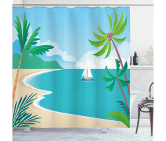 Cartoon Tropic Coast Shower Curtain