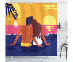 Romantic Couple Coast Shower Curtain