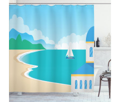 Calm Seascape Cartoon Shower Curtain